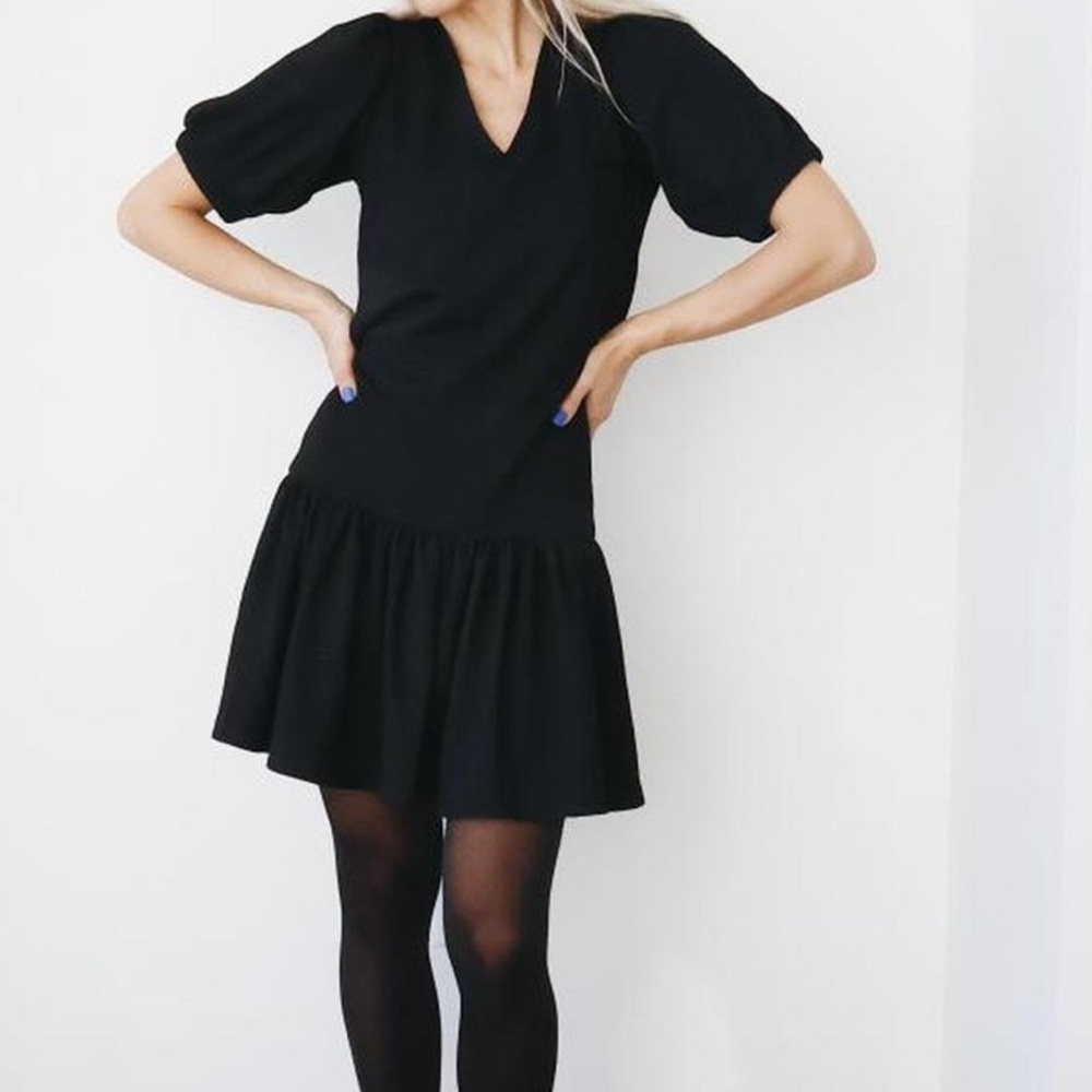 Code x Mode Black Dress Dropped Waist Bow Back Pockets SZ M